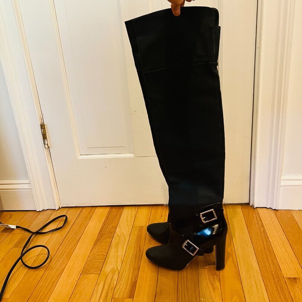 Jimmy Choo Doma Over-The-Knee Boots in Black Leather Size 41 Made In Italy - Picture 6 of 16